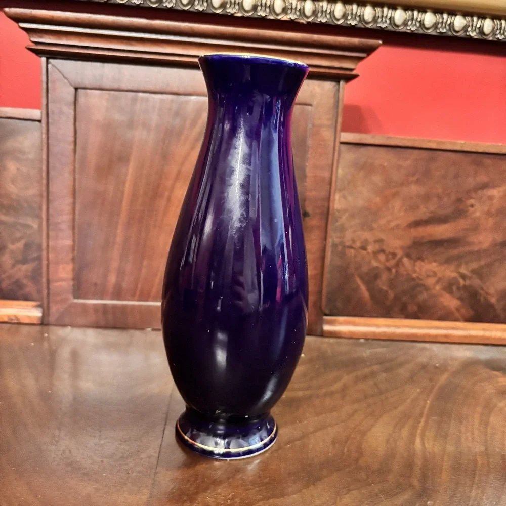 Vintage‎ Cobalt Blue Floral Vase 8